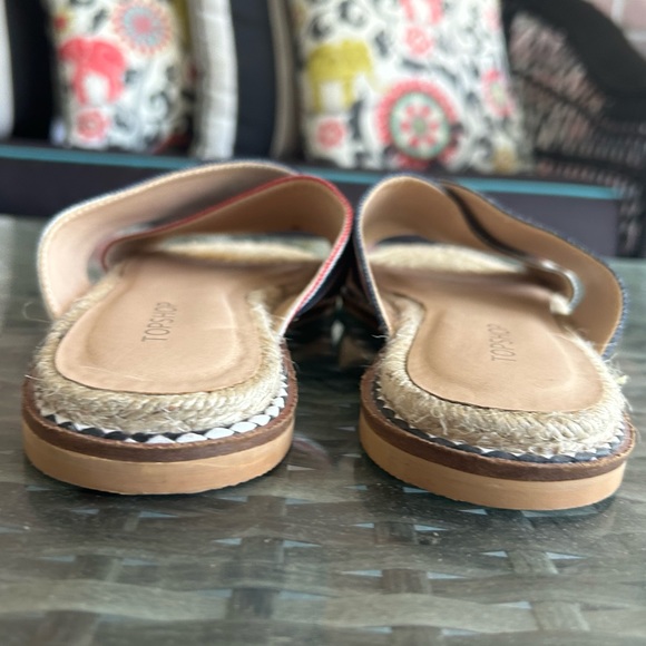 TOPSHOP Hibiscus Espadrille Flat Slide Sandal 6/39 8 Red White Blue Striped - Picture 5 of 8